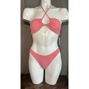 H&M New with Tags Ribbed Pink 2-piece Bikini Cheeky Swim Set Size 6